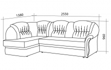 РазмерыУгловой диван Лотос, Треви, в рассрочку, под заказ, Мебель макс, мягкая мебель, диваны