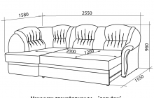 РазмерыУгловой диван Лотос, Треви, в рассрочку, под заказ, Мебель макс, мягкая мебель, диваны
