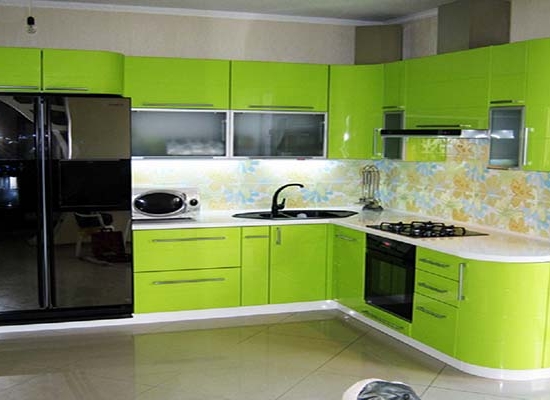 Кухня МДФ пленочный салат глянец / Магазин Мебельмакс