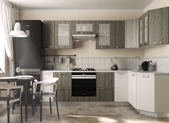 Кухня с фасадами из МДФ, покрытого пленкой ПВХ