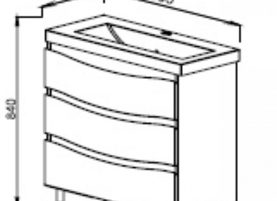61.01 Тумба под умывальник 85 Фиджи с 3 ящ. напольная