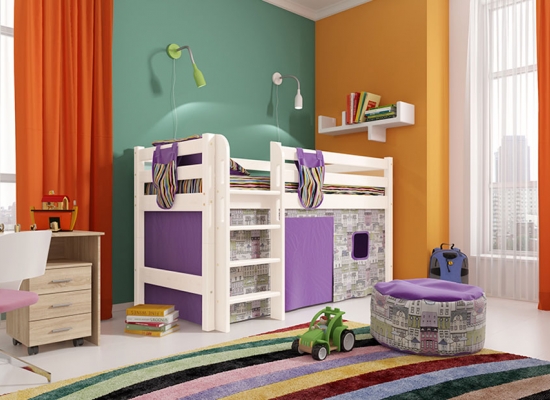 Вариант 11 Низкая кровать "Соня" с прямой лестницей