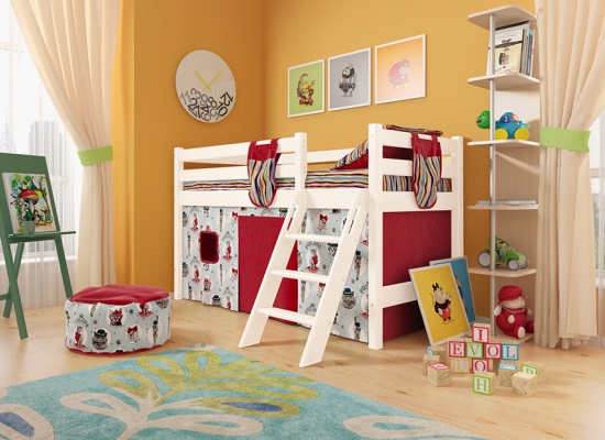 Вариант 12 Низкая кровать "Соня" с наклонной лестницей