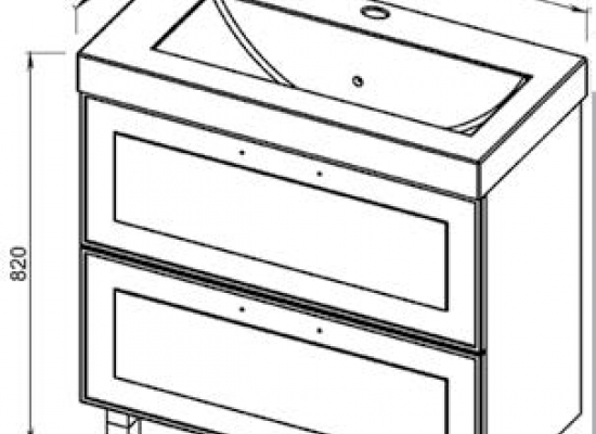 63.03 (1, 4) Тумба под умывальник 85 Манчестер с ящиками (865х485х820) Умывальник Элвис 850