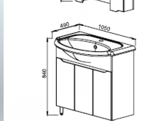 43.08 Полка зеркальная со шкафом 105 Роял 43.09 Тумба под умывальник 105 Роял Умывальник Стиль 1050